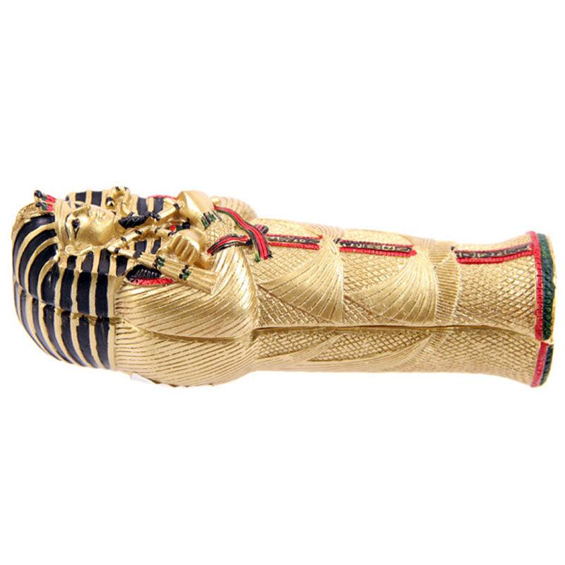 View Gold Egyptian Tutankhamen Sarcophagus Trinket Box with Mummy information