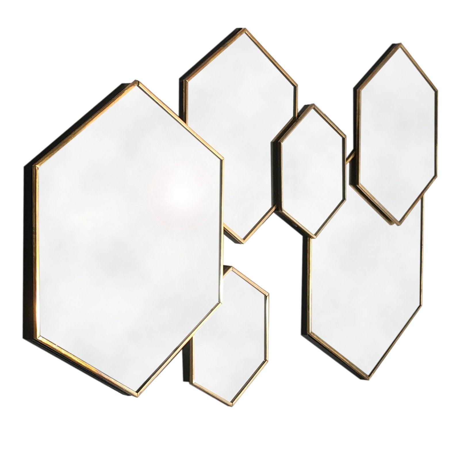 View Gold Framed Multi Mirror Hexagonal information