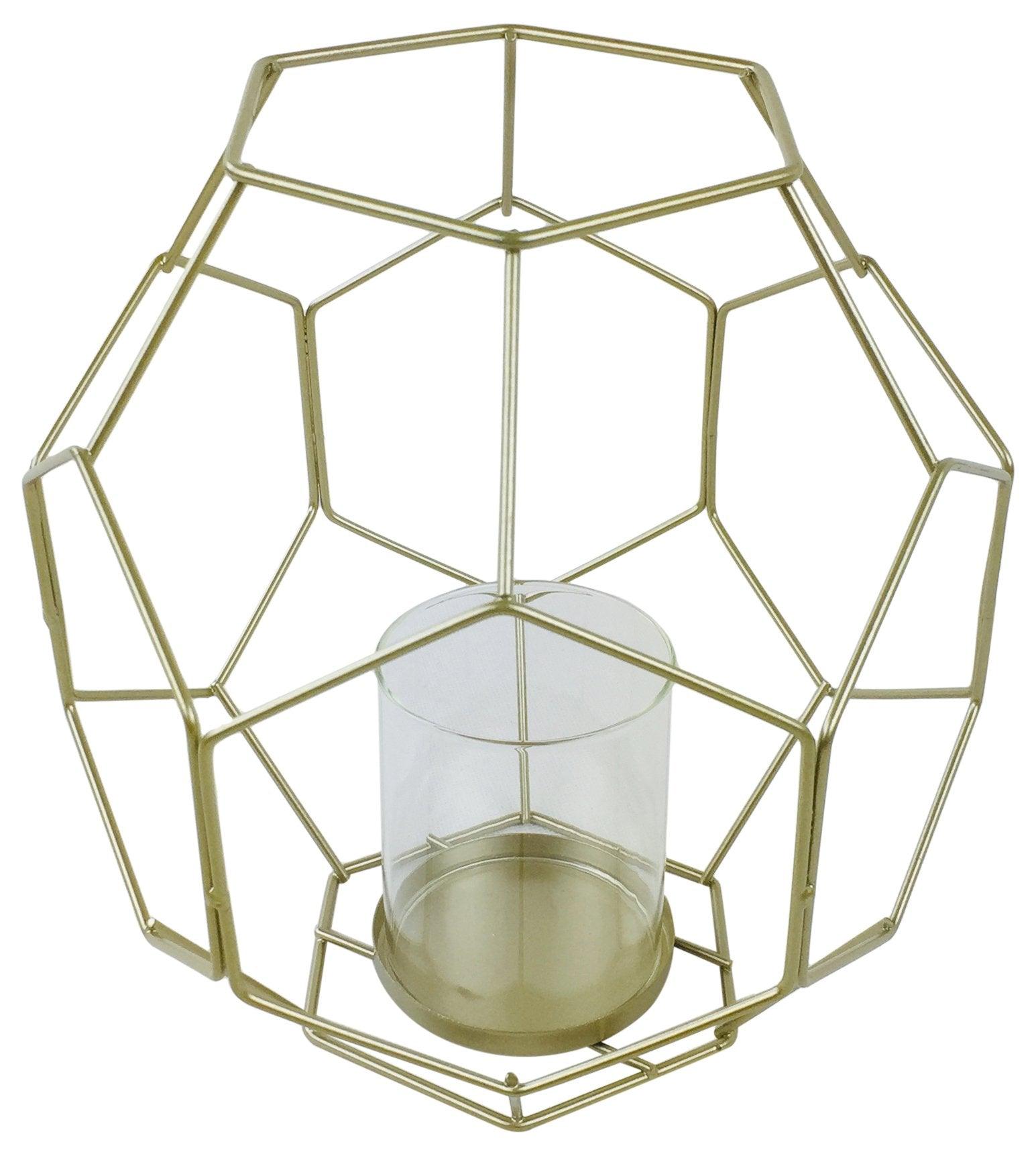 View Gold Geometric Candleholder 21cm information