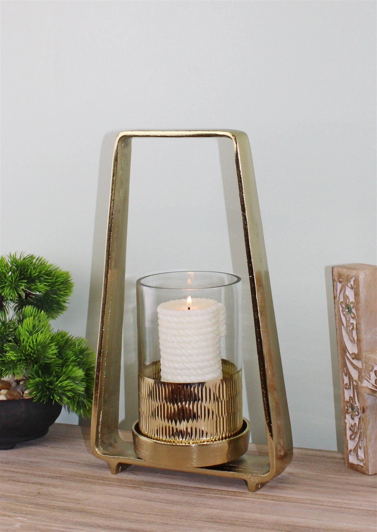 View Gold Metal Candle Holder 34cm information