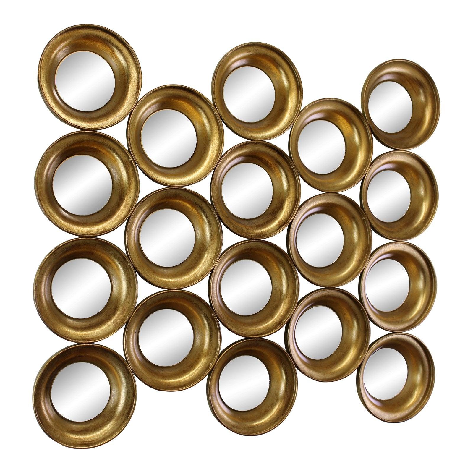 View Gold Metal Multi Circle Wall Mirror 76cm information