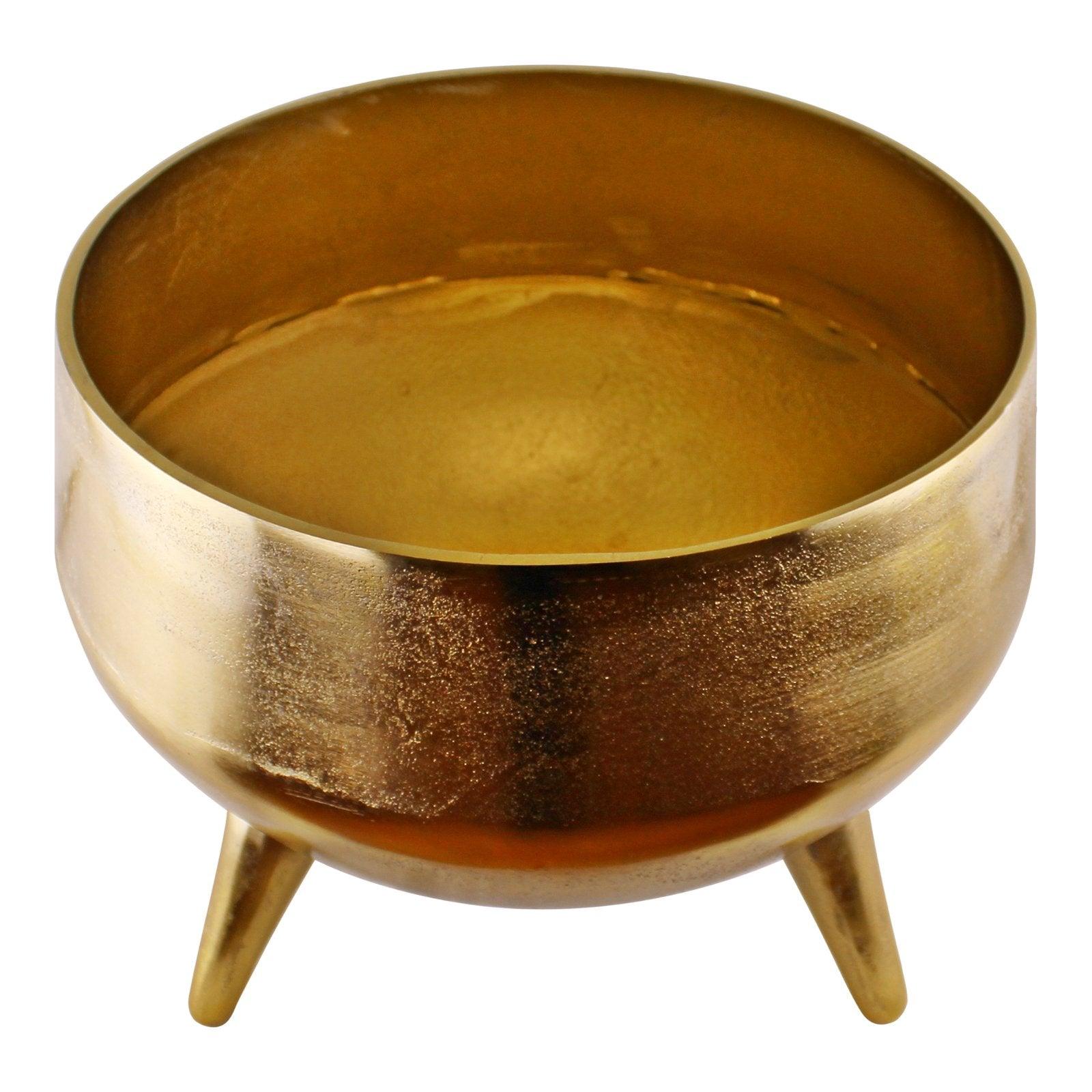 View Gold Metal PlanterBowl With Feet 35cm information