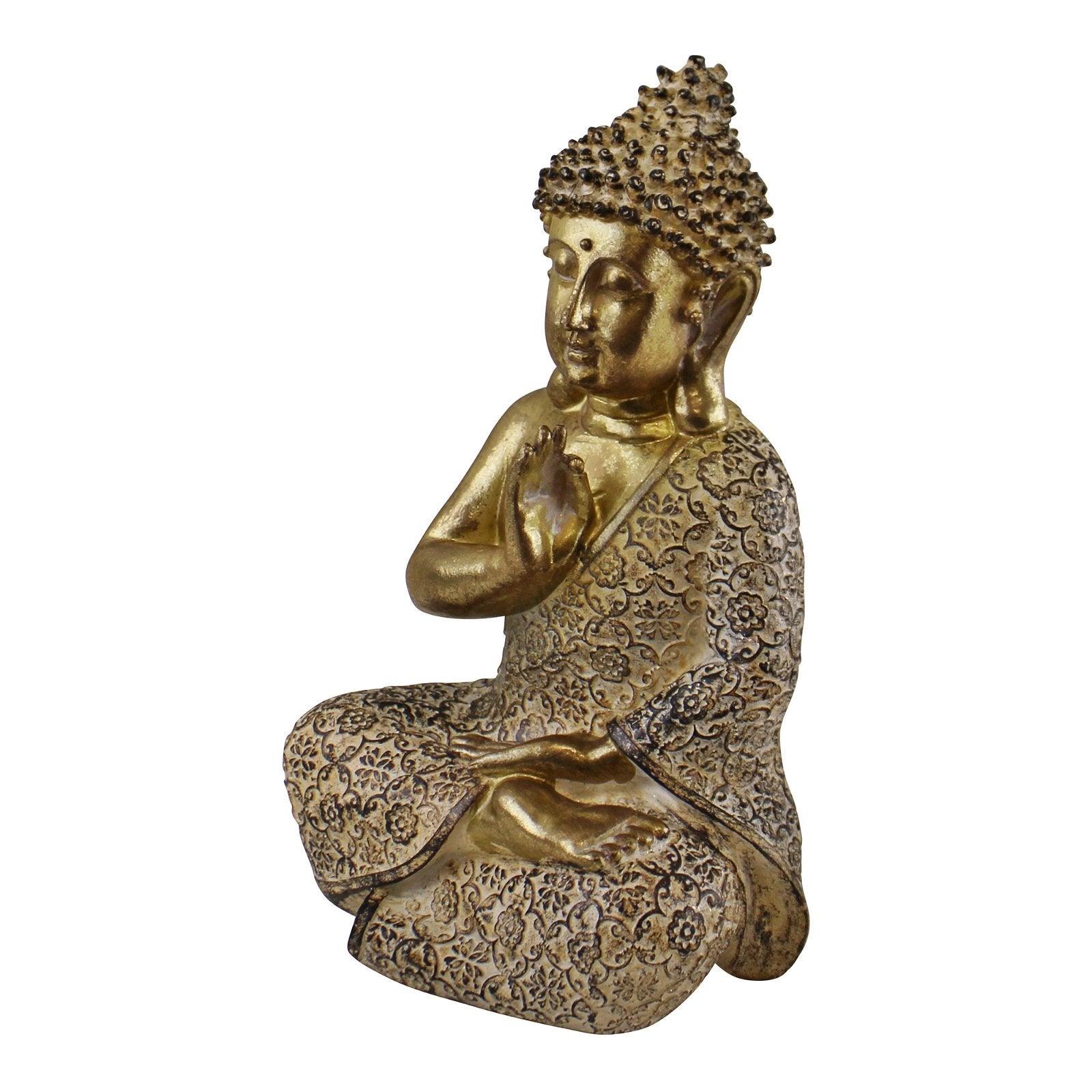 View Gold Sitting Buddha Ornament Meditating 19cm information