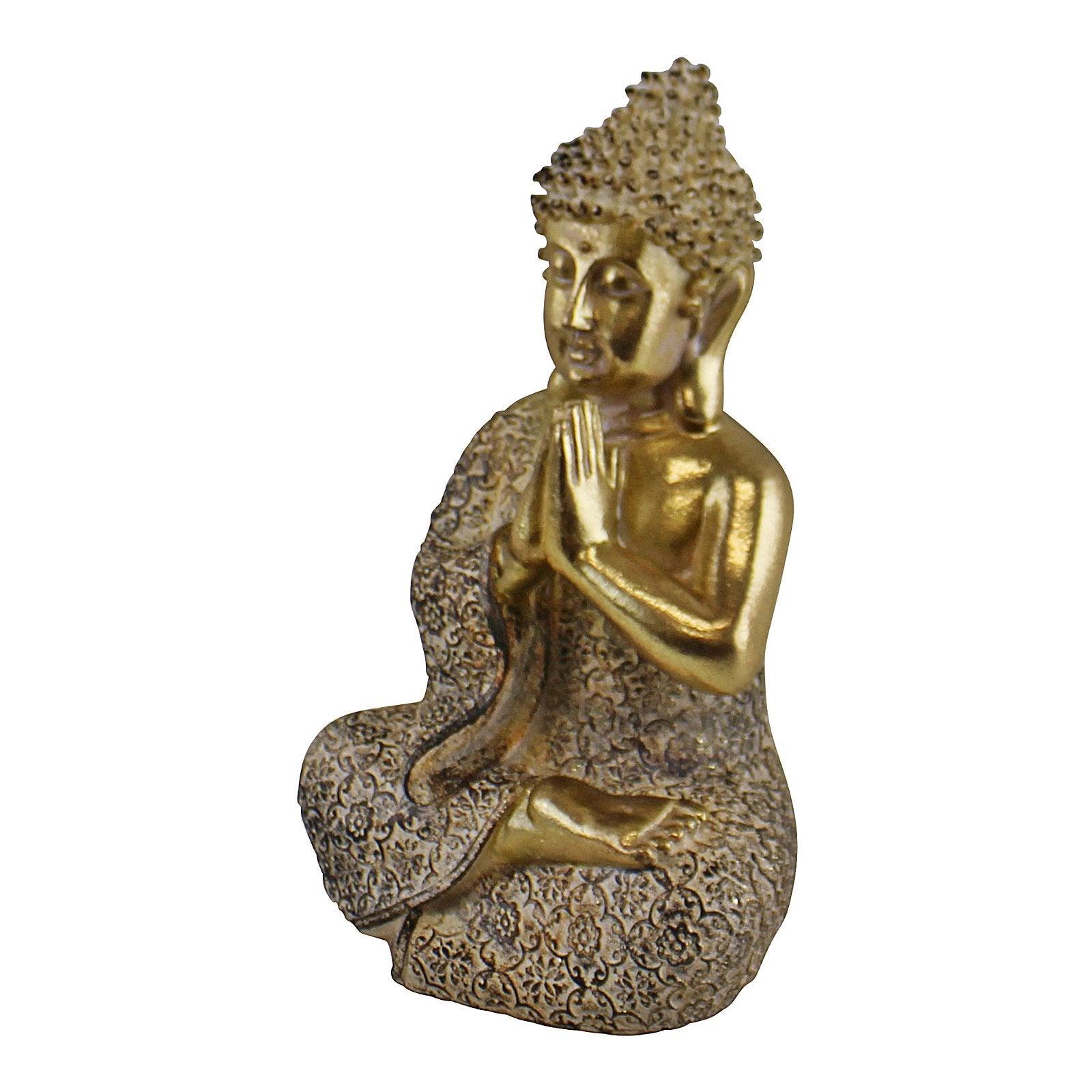 View Gold Sitting Buddha Ornament Praying 19cm information