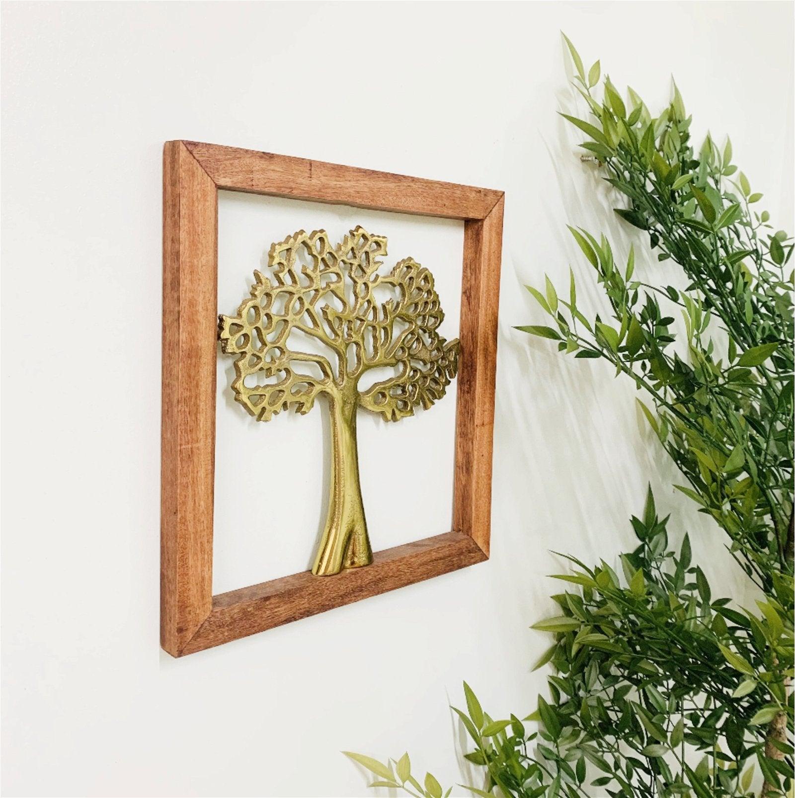 View Gold Wall Hanging Tree In Wooden Frame information