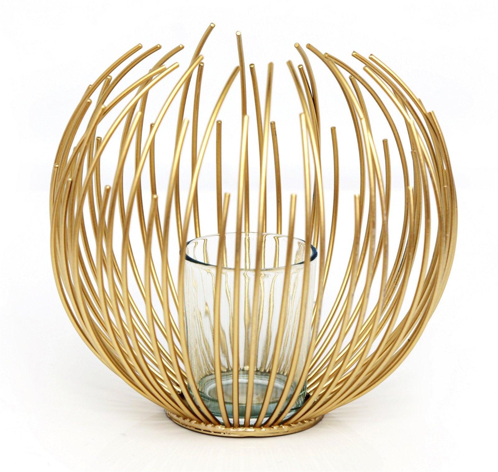 View Gold Wire Candle Holder 16cm information