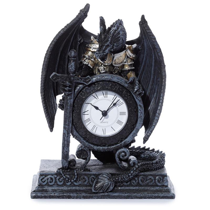 View Gothic Armoured Dragon Mantle Clock information