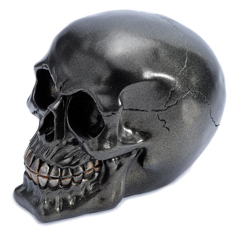 View Gothic Metallic Black Skull Ornament information
