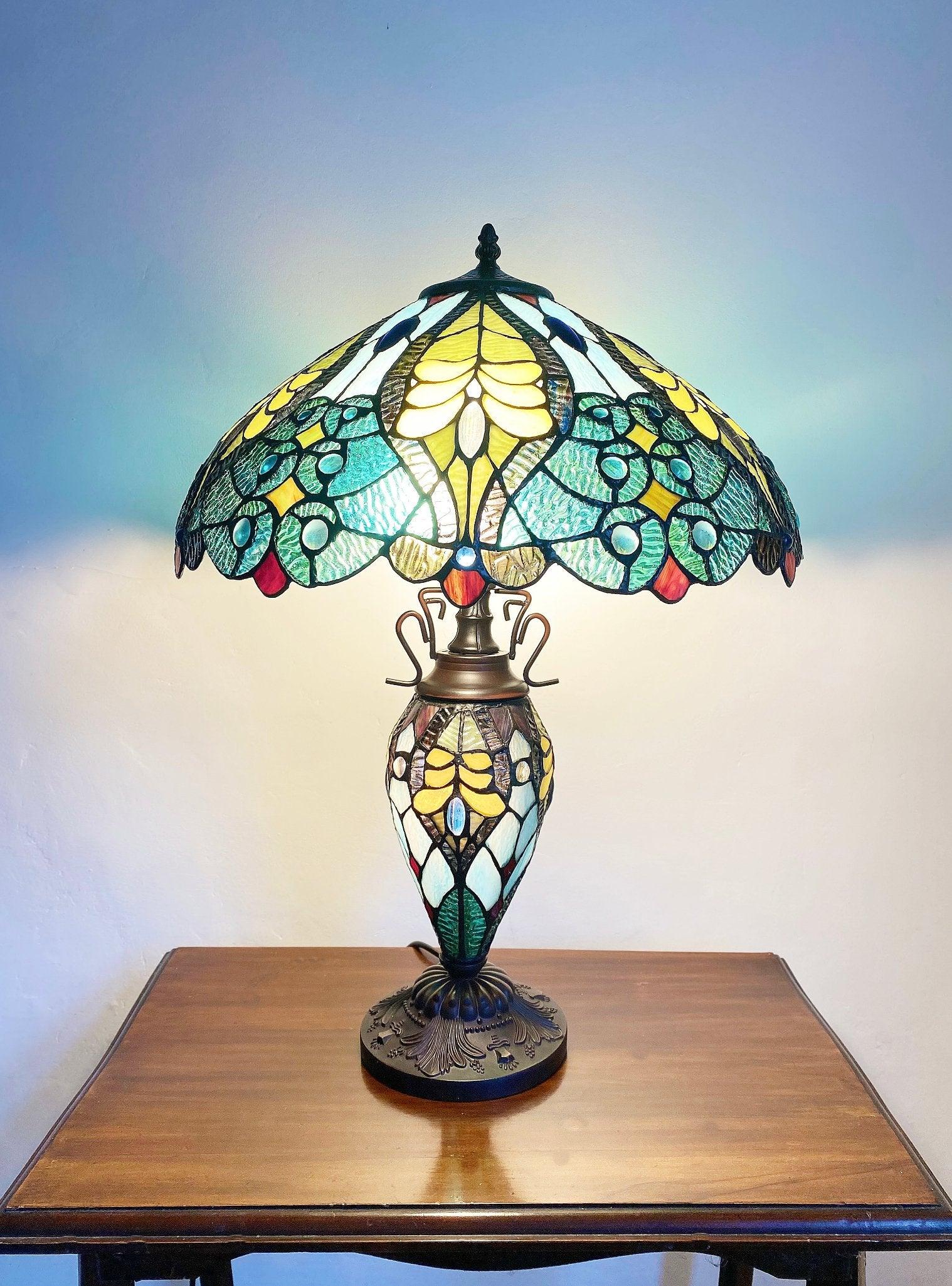 View Green Yellow Double Tiffany Lamp 68cm information