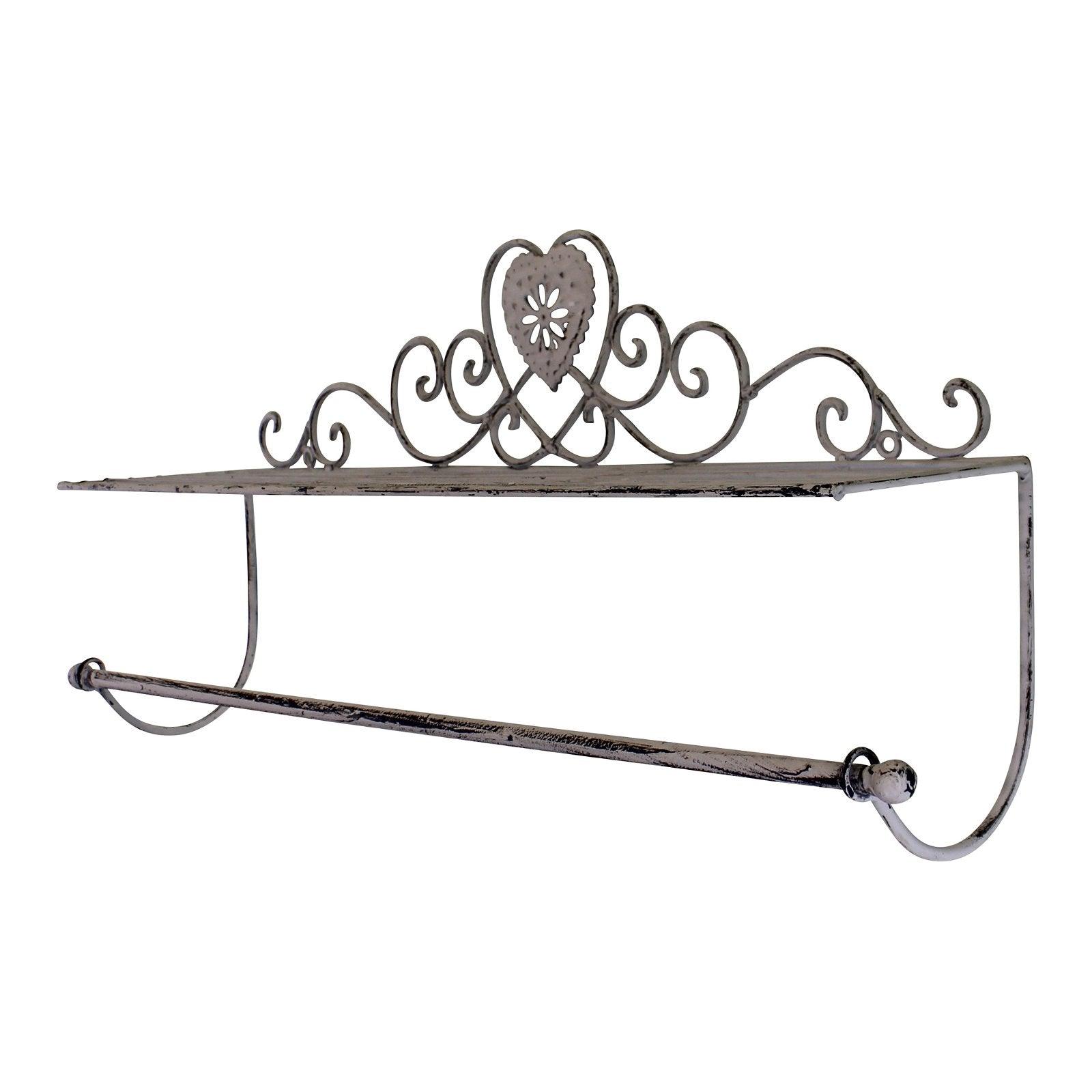 View Grey Heart Wall Shelf With Towel Rail information