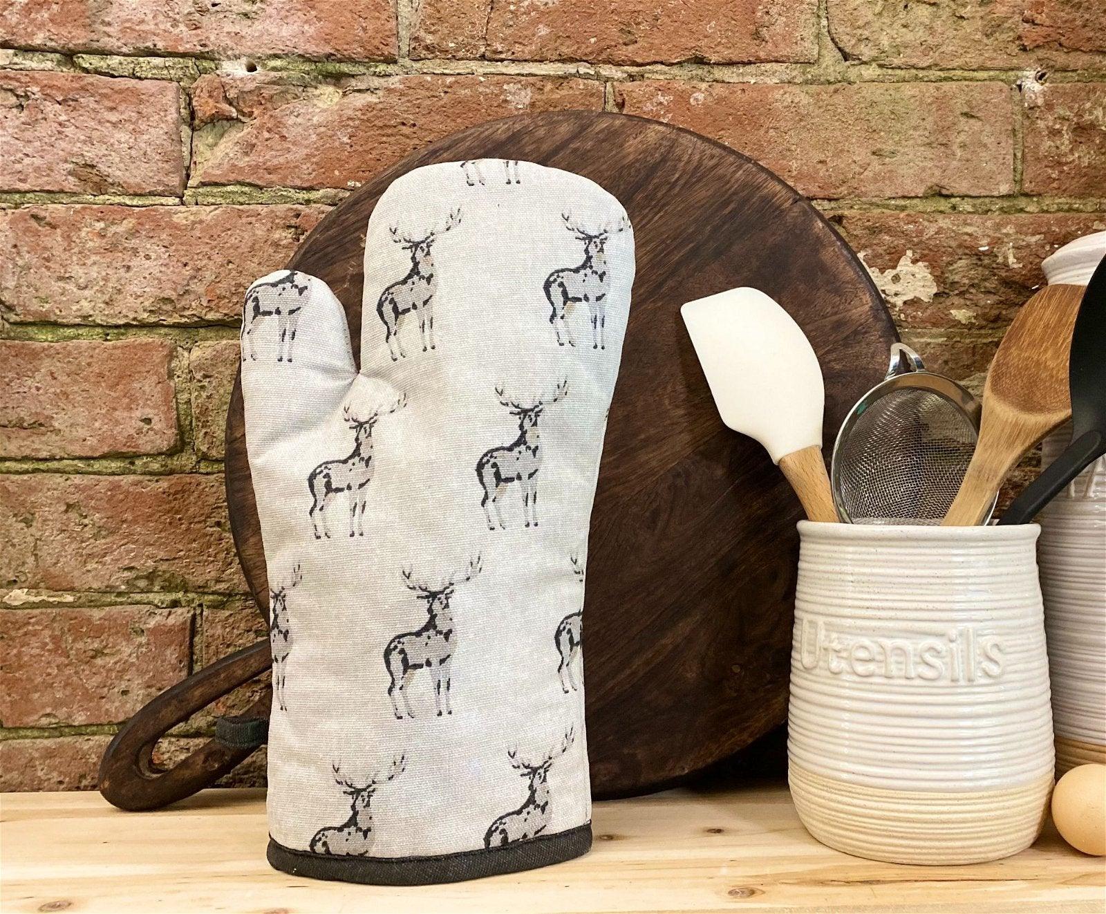 View Grey Oven Glove With A Stag Print Design information