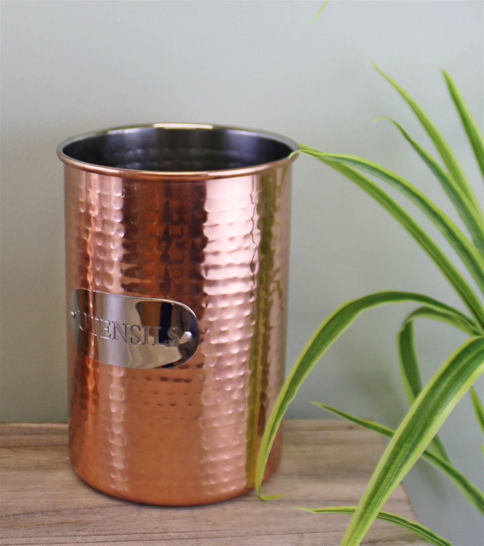 View Hammered Copper Utensil Holder information