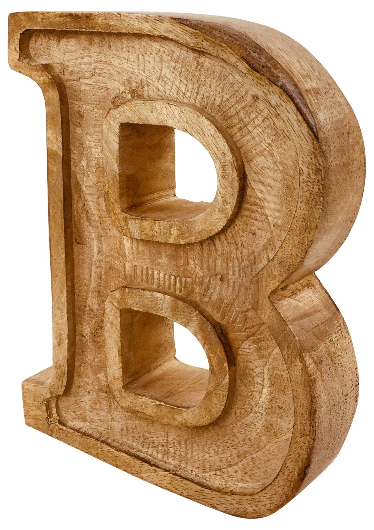 View Hand Carved Wooden Embossed Letter B information