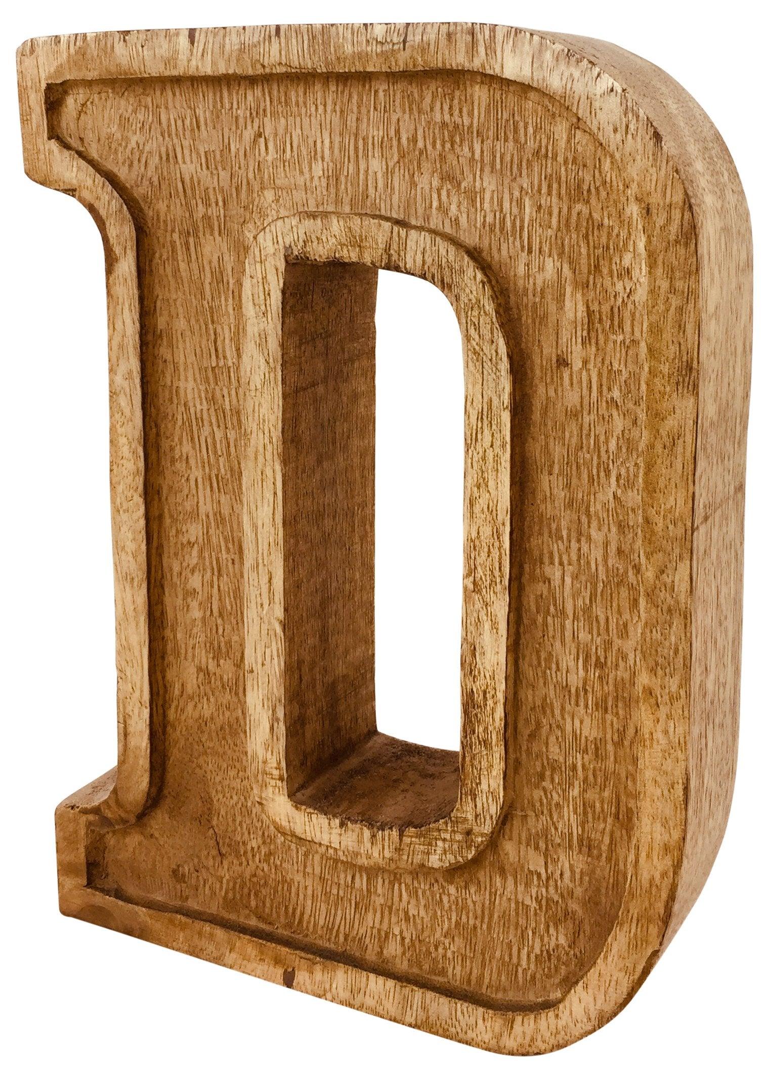 View Hand Carved Wooden Embossed Letter D information