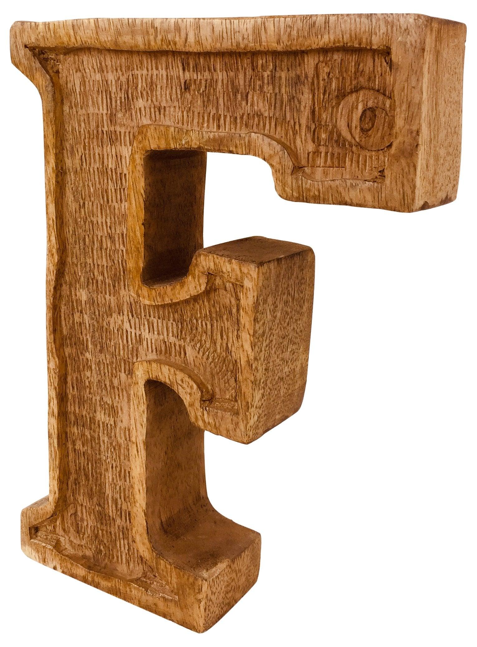 View Hand Carved Wooden Embossed Letter F information