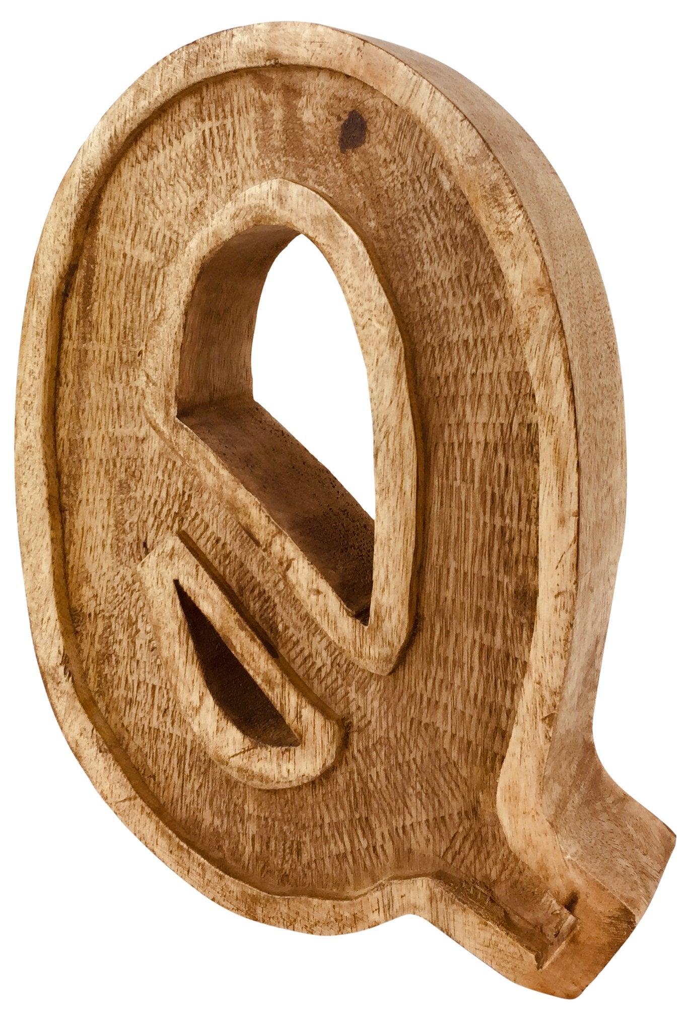 View Hand Carved Wooden Embossed Letter Q information