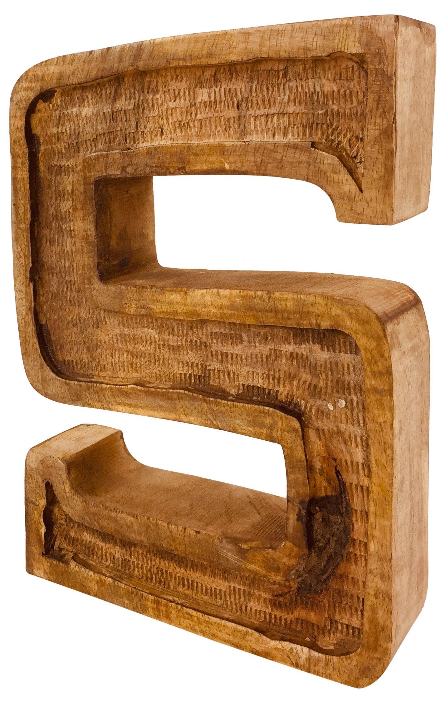 View Hand Carved Wooden Embossed Letter S information