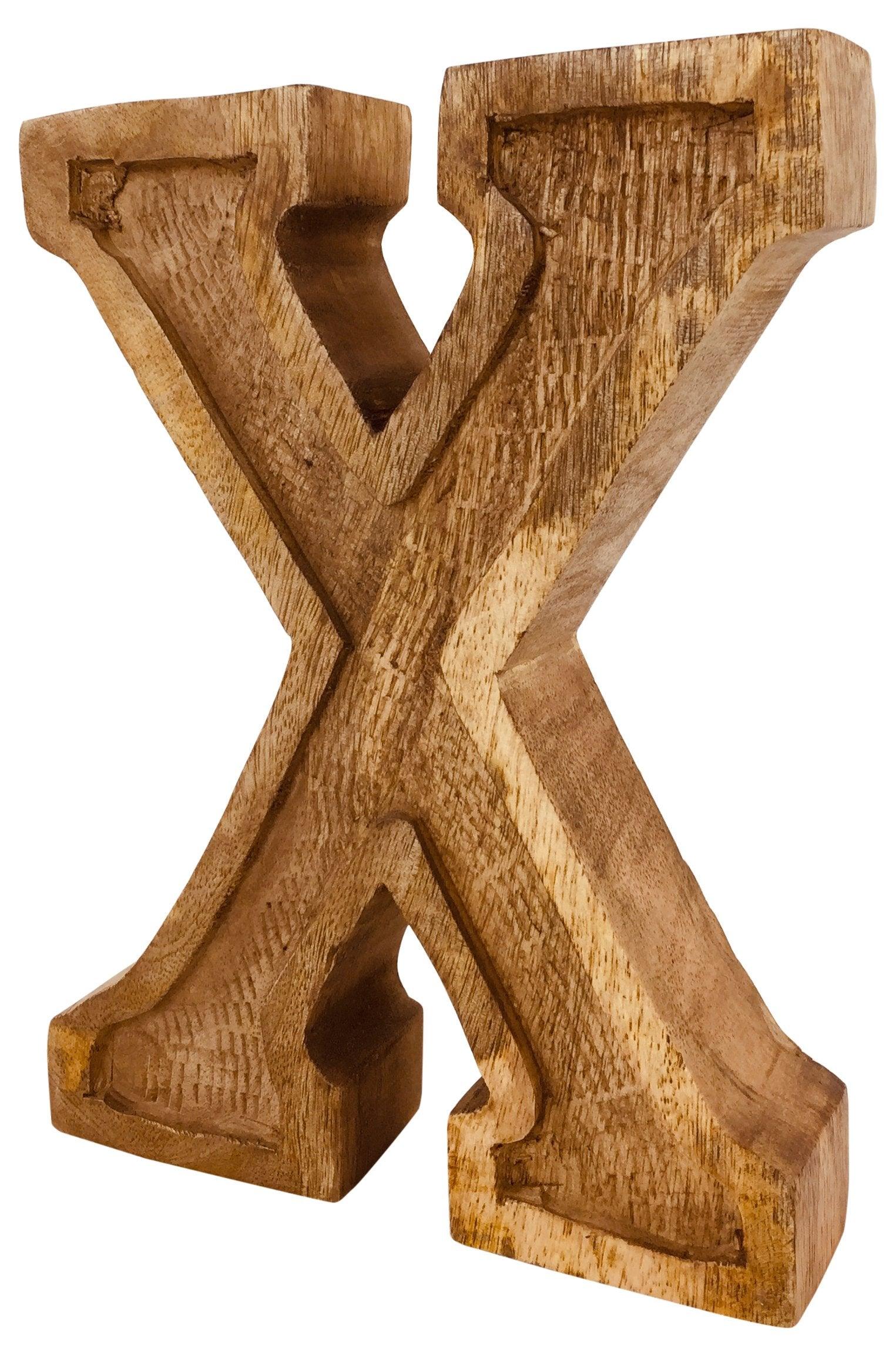 View Hand Carved Wooden Embossed Letter X information