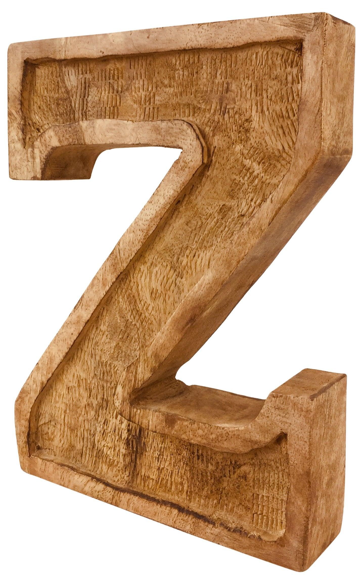 View Hand Carved Wooden Embossed Letter Z information