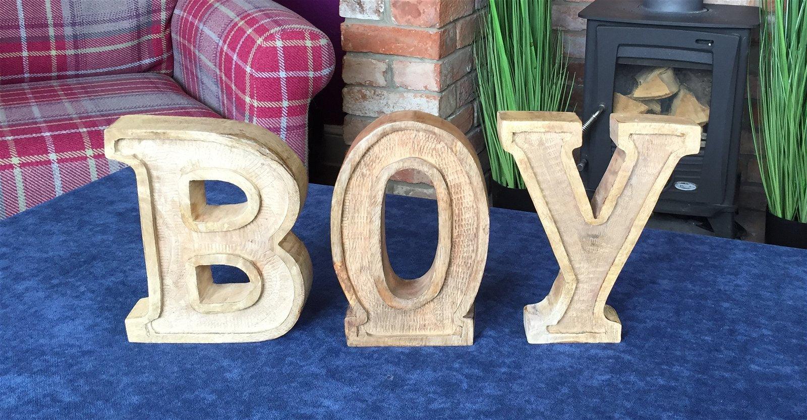 View Hand Carved Wooden Embossed Letters Boy information