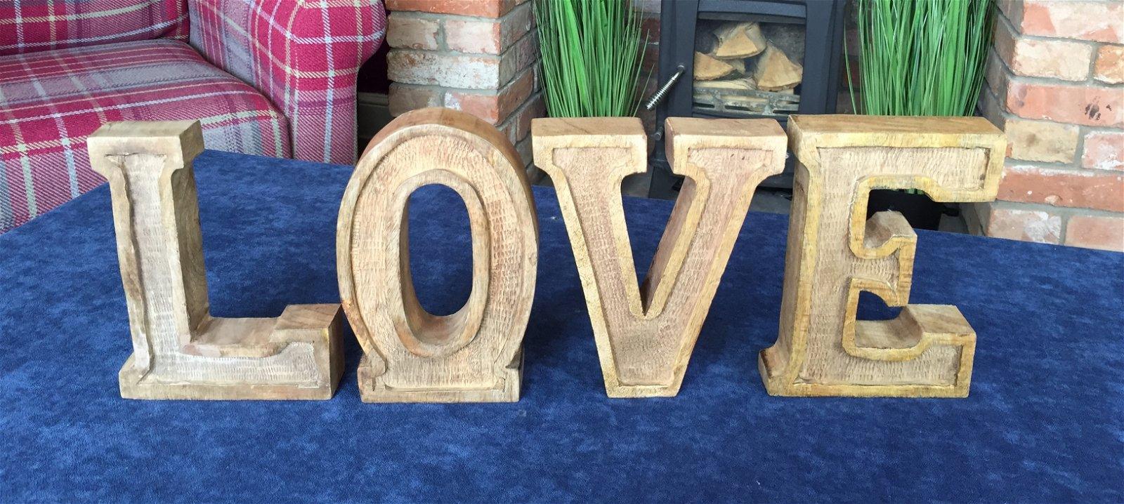 View Hand Carved Wooden Embossed Letters Love information