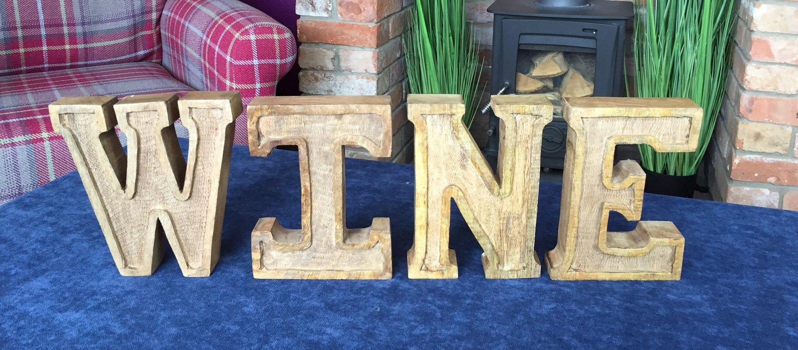 View Hand Carved Wooden Embossed Letters Wine information