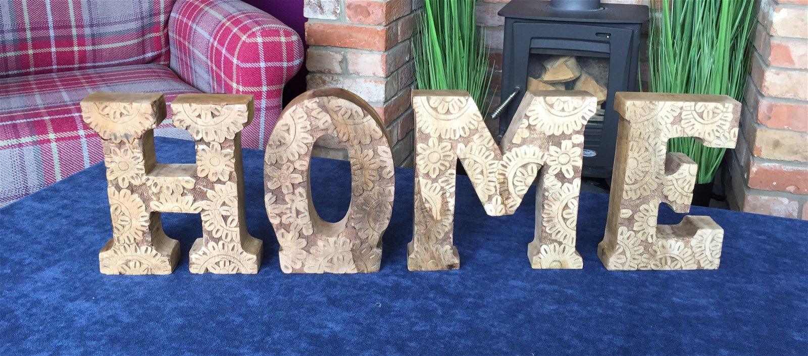 View Hand Carved Wooden Flower Letters Home information