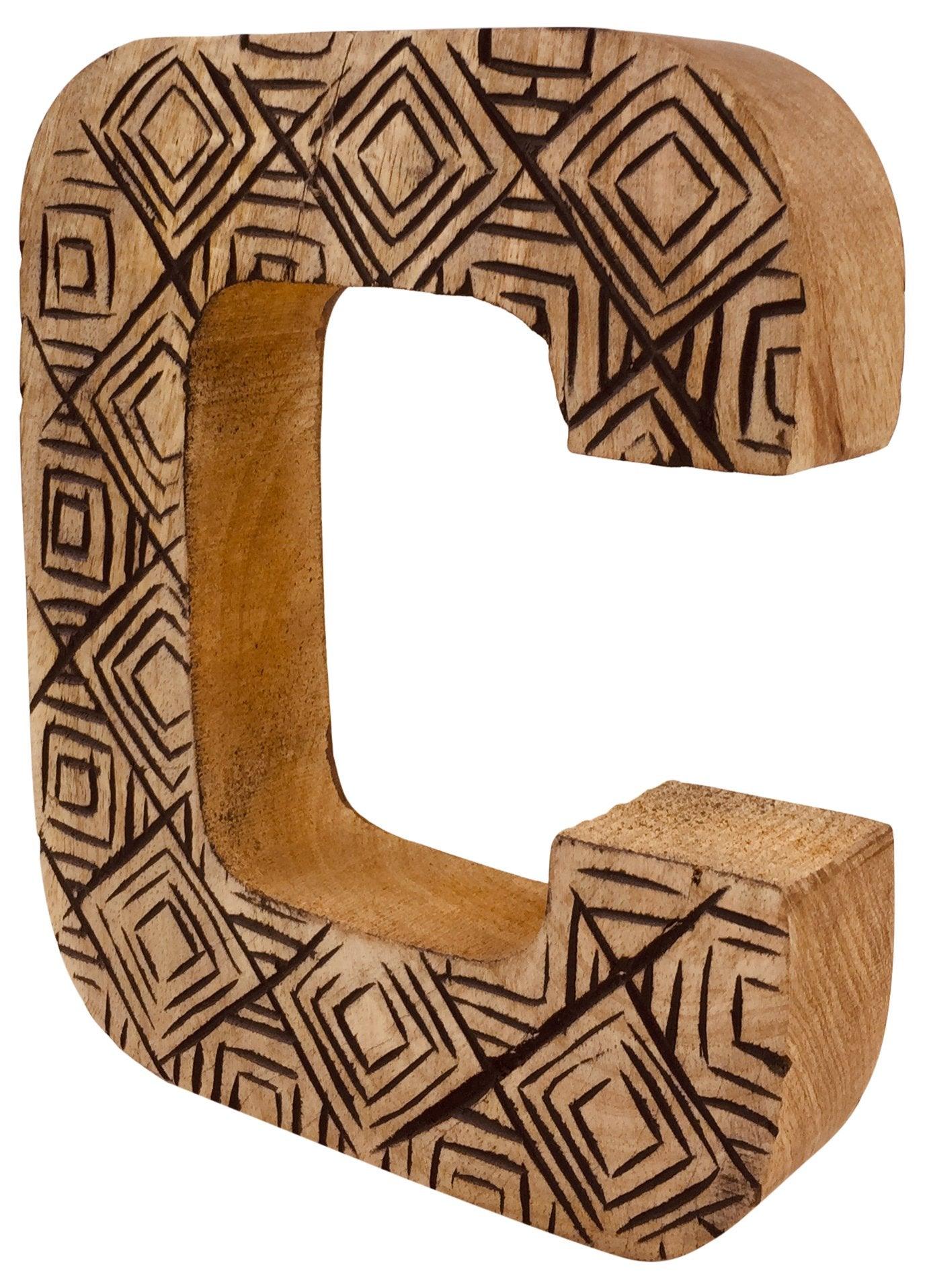 View Hand Carved Wooden Geometric Letter C information