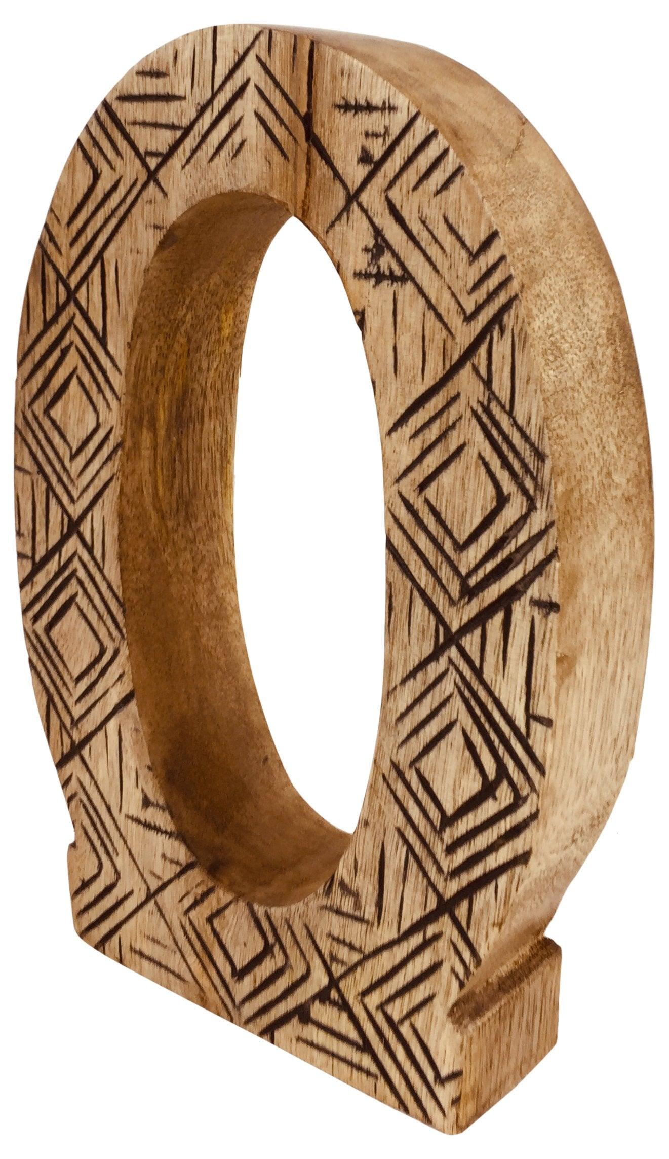 View Hand Carved Wooden Geometric Letter O information