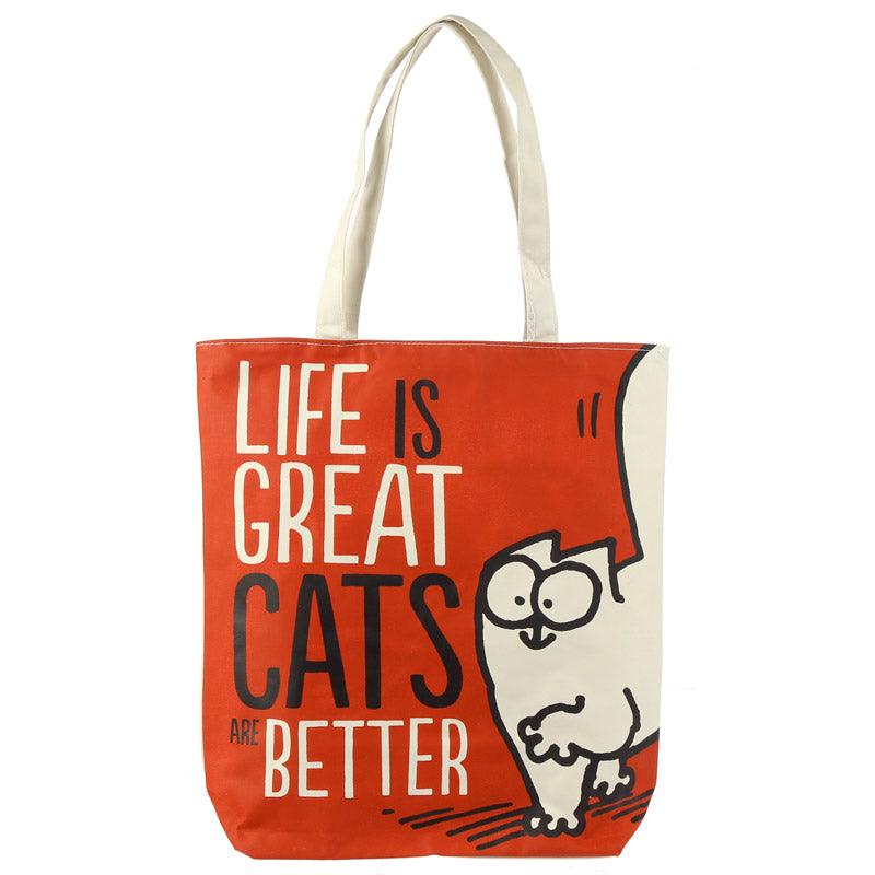 View Handy Cotton Zip Up Shopping Bag Simons Cat Life is Great information