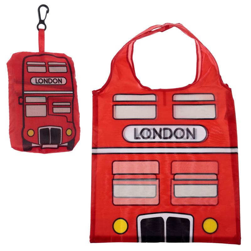 View Handy Fold Up London Bus Shopping Bag with Holder information