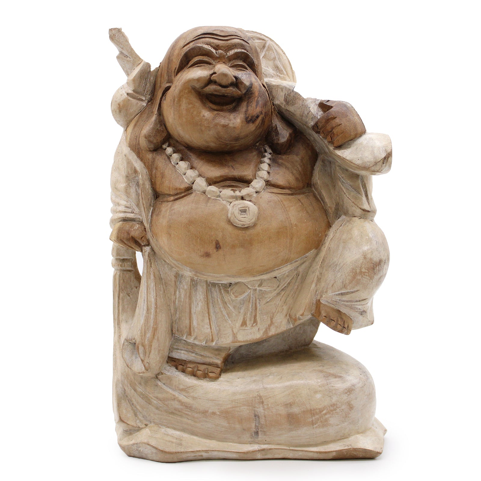 View Happy Buddha Bring Wood Whitewash 30cm information