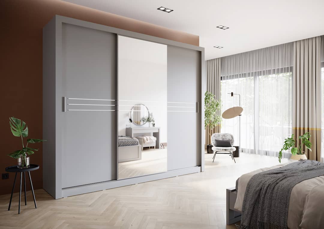 View Havana ID11 Sliding Door Wardrobe 250cm Grey Matt 250cm information