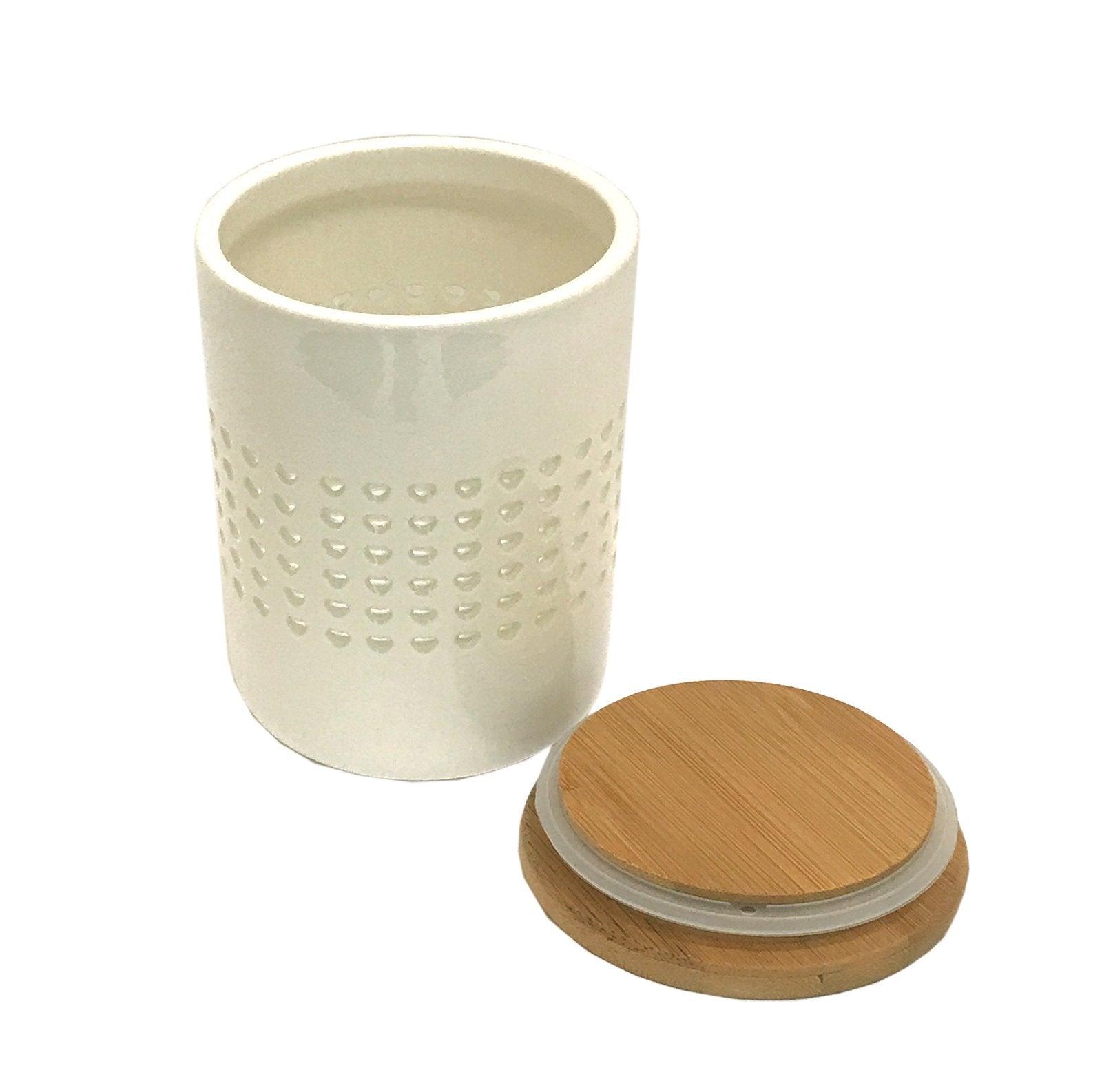 View Heart Cut Out Storage Canister With Wood Lid information