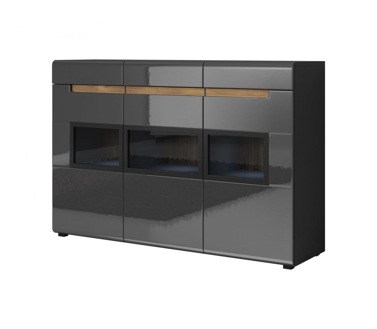 View Hektor 43 Display Sideboard Cabinet Grey Gloss 136cm information