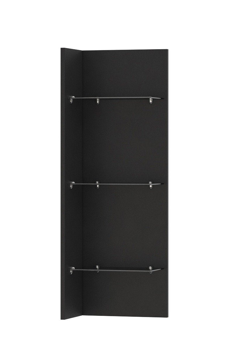 View Helio 03 Hanging Panel with Glass Shelves Black 32cm information