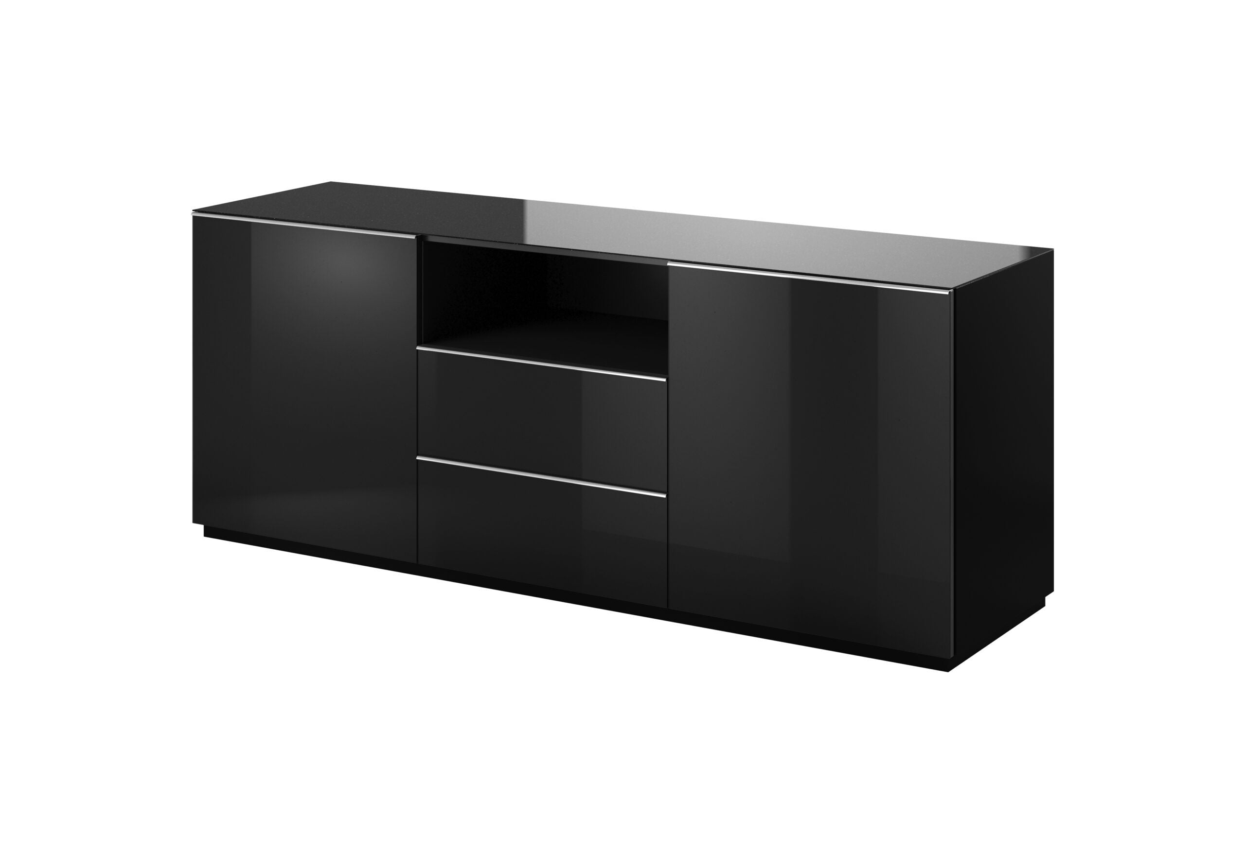 View Helio 25 Sideboard Cabinet Black Glass 180cm information