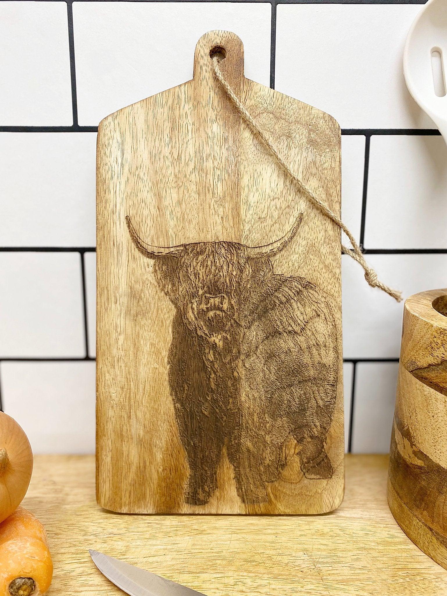Highland Cow Engraved Bamboo Cutting Board, Charcuterie Board, Free  Shipping 