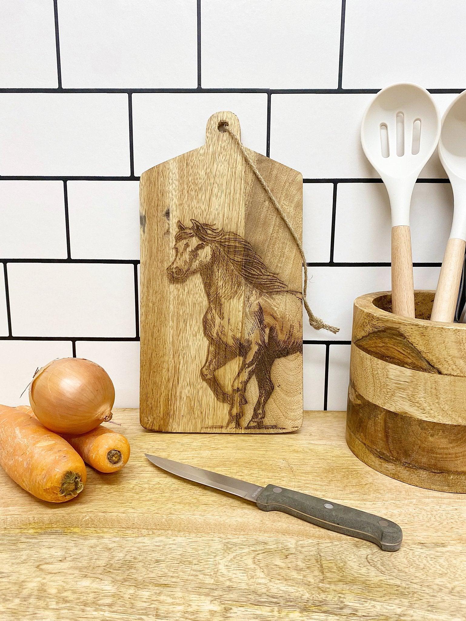 View Horse Engraved Wooden Cheese Board information