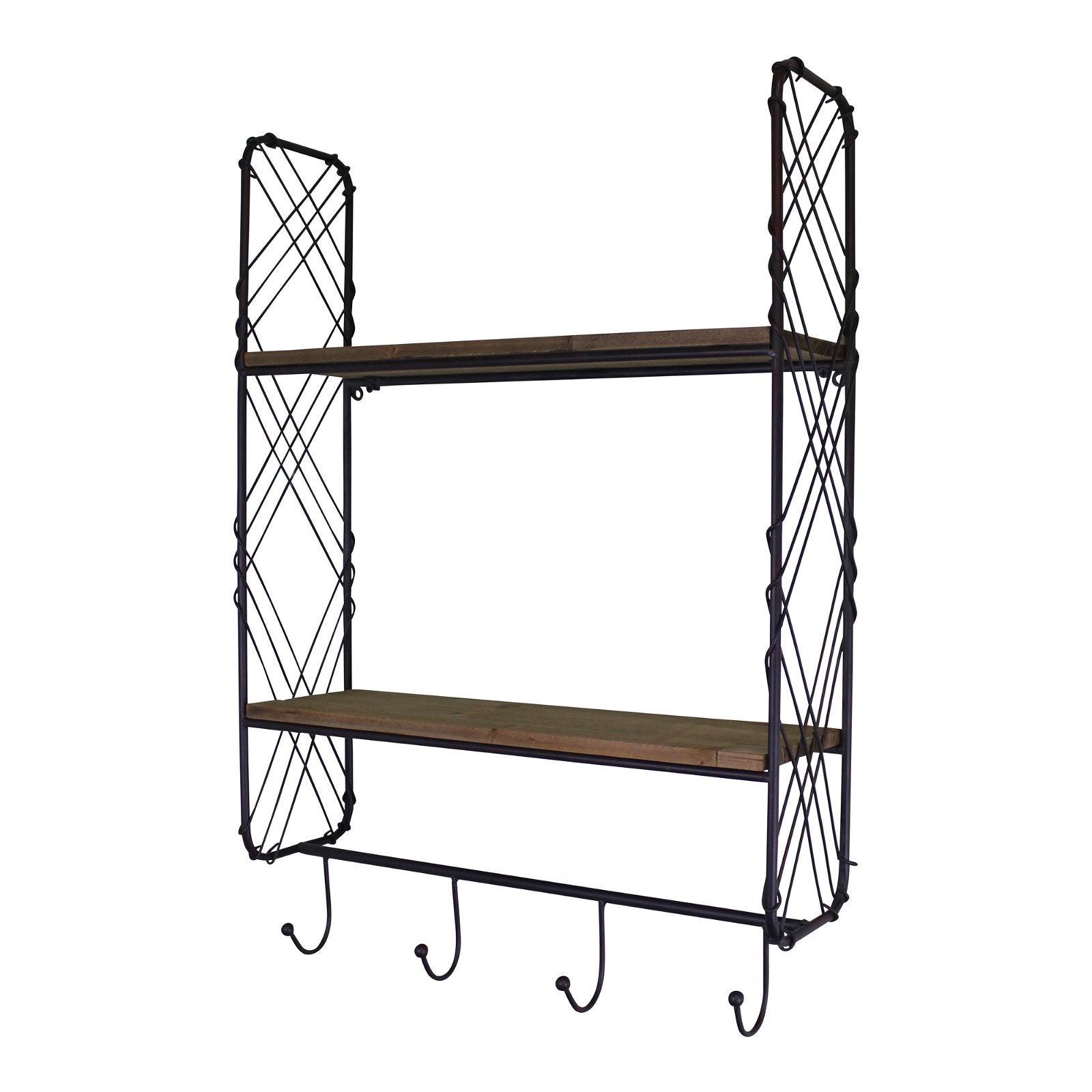 View Industrial Style Wall Shelving Unit With Coat Hooks information