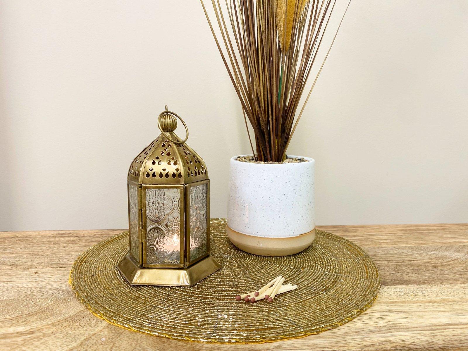 View Kasbah Gold Metal Lantern Tealight or Candle Holder 165cm information