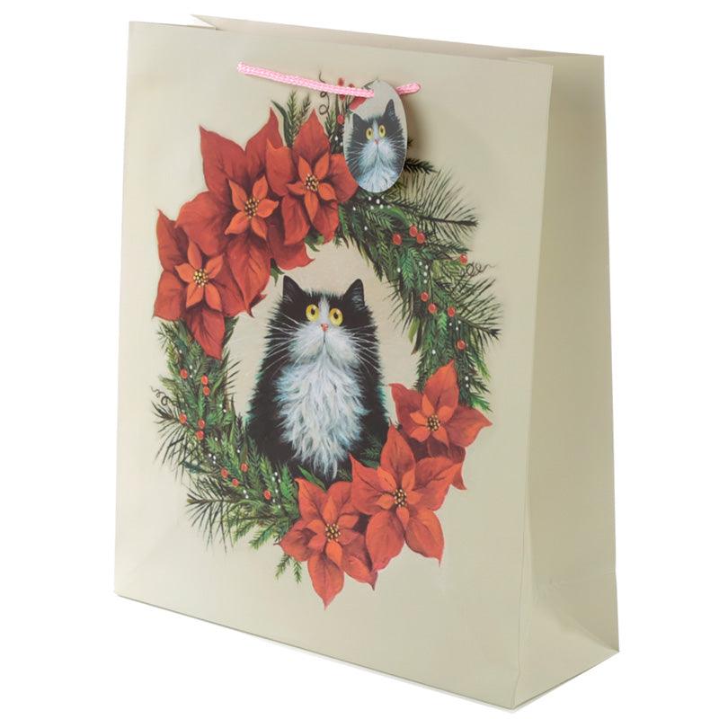 View Kim Haskins Cat Christmas Wreath Extra Large Gift Bag information
