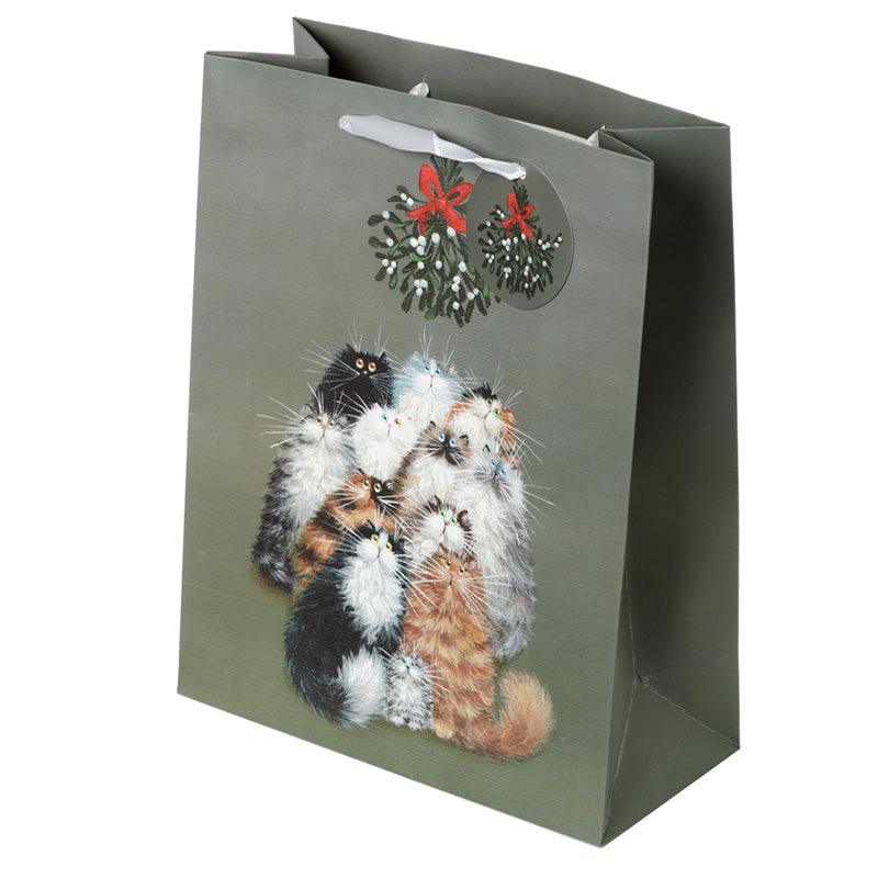 View Kim Haskins Cats Christmas Mistletoe Large Gift Bag information