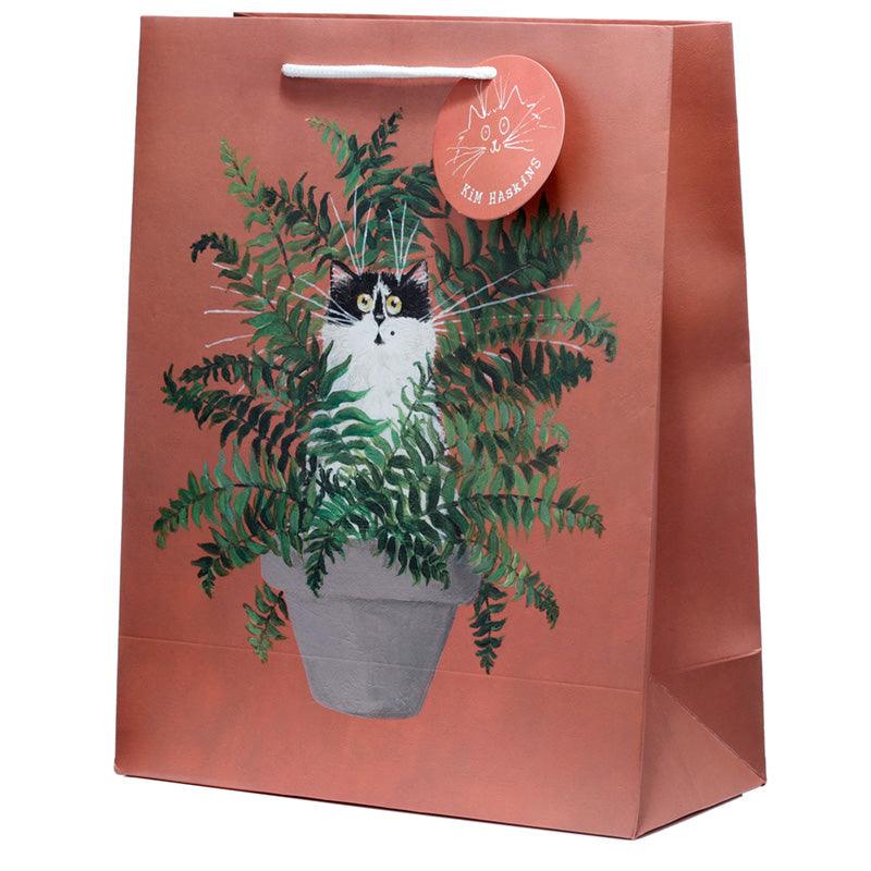View Kim Haskins Floral Cat in Fern Red Gift Bag Large information