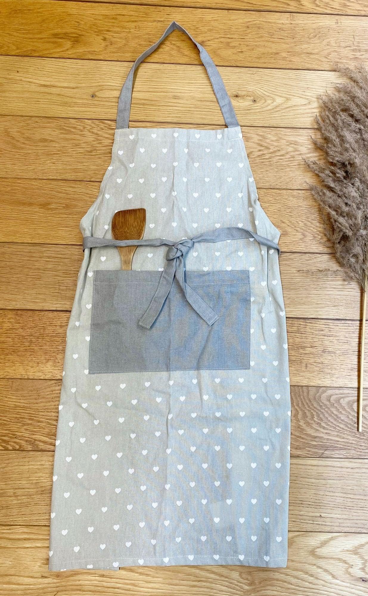 View Kitchen Apron With A Grey Heart Print Design information