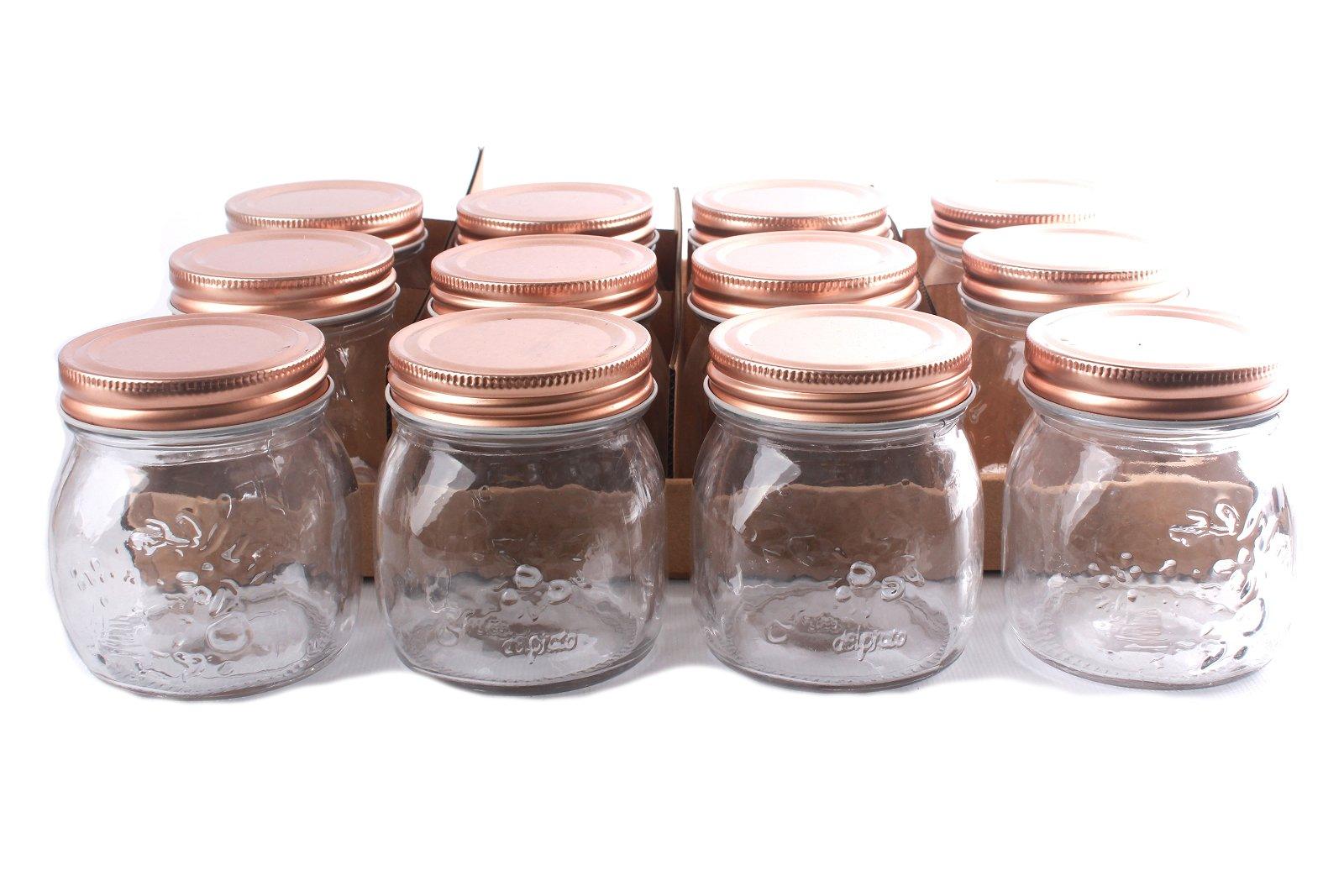 View Kitchen Glass Embossed Storage Jar With Copper Screw Lid Large information