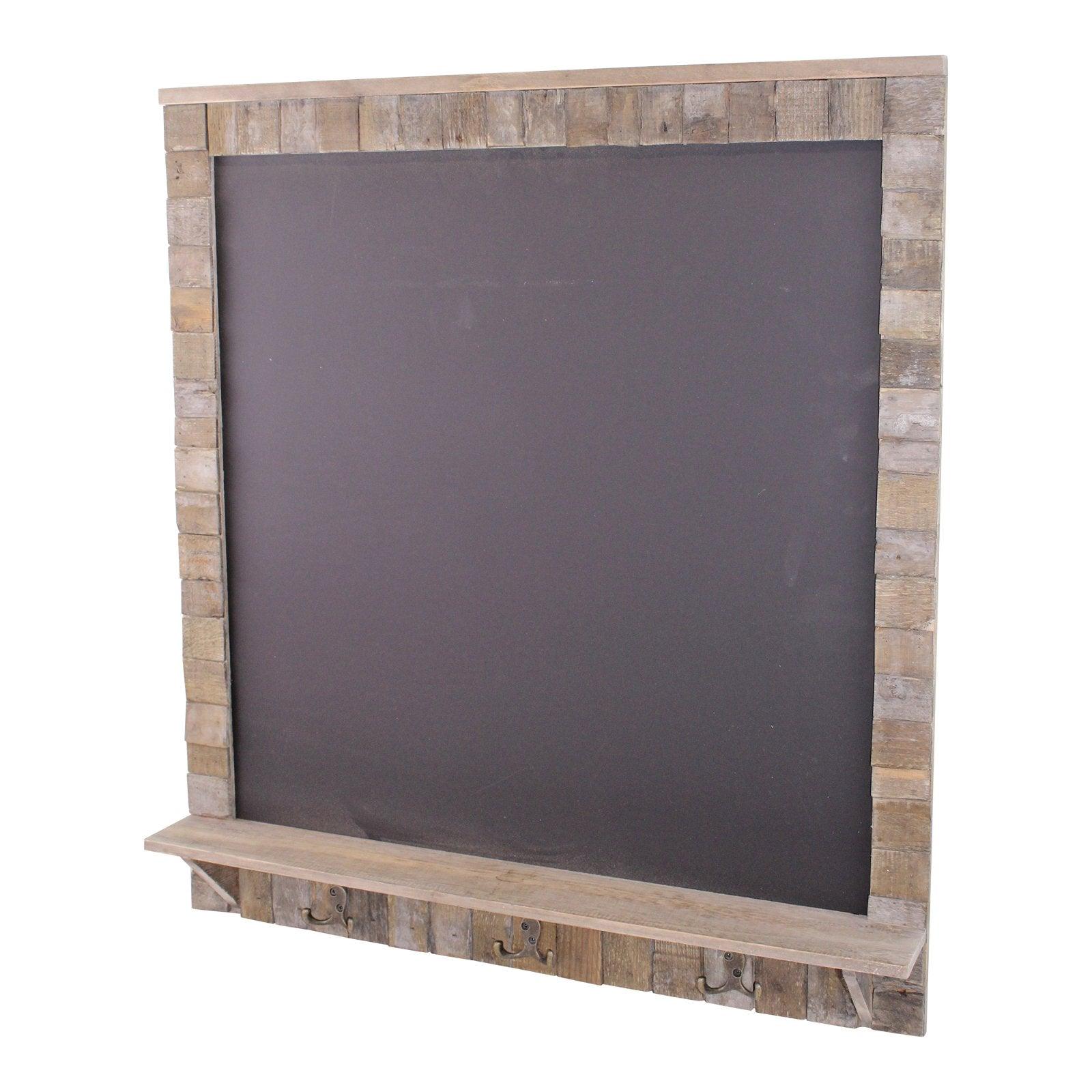 View Large Blackboard with Driftwod Effect Surround Shelf and 3 Double Hooks information
