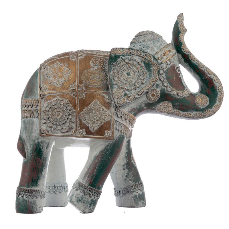 View Large Decorative Turquoise and Gold Elephant information