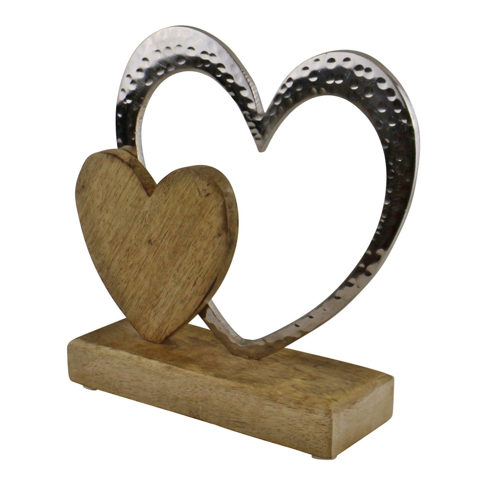 View Large Double Heart On Wooden Base Ornament information
