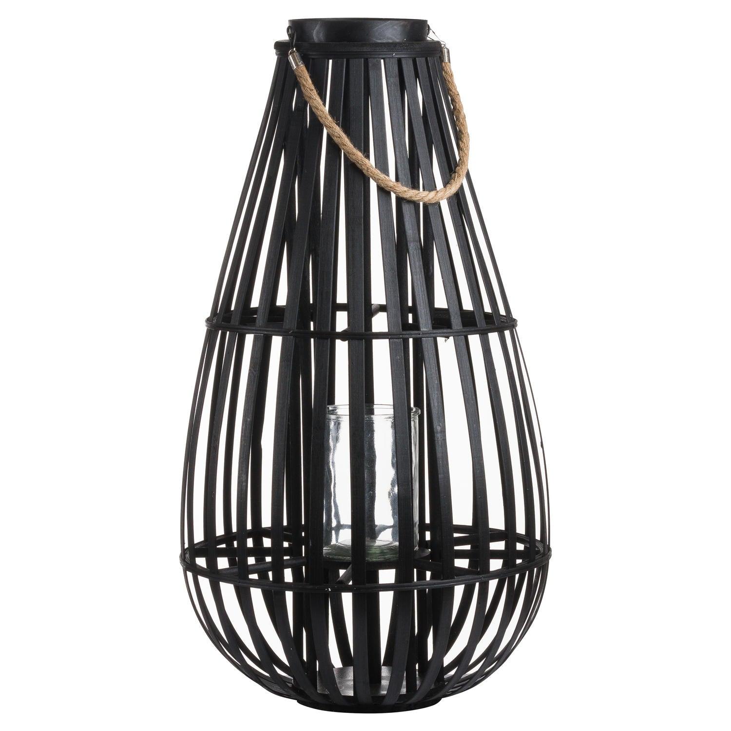 View Large Floor Standing Domed Wicker Lantern With Rope Detail information